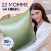image:imageBlissy Silk Pillowcase  100 Pure Mulberry Silk  22 Momme 6A HighGrade Fibers  Silk Pillow Cover for Hair amp Skin  Regular Queen amp King Silver StandardOlive