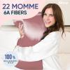 image:imageBlissy Silk Pillowcase  100 Pure Mulberry Silk  22 Momme 6A HighGrade Fibers  Silk Pillow Cover for Hair amp Skin  Regular Queen amp King Silver StandardPlum