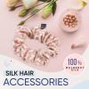 image:imageBlissy Silk Scrunchies 3 Pack  100 Pure Mulberry Silk  22 Momme 6A HighGrade Fibers Scrunchie for Straight amp Curly Hair  Preventing Breakage Tangling amp Creasing Black RegularNicole Miller  Mauve Cheetah