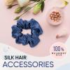 image:imageBlissy Silk Scrunchies 3 Pack  100 Pure Mulberry Silk  22 Momme 6A HighGrade Fibers Scrunchie for Straight amp Curly Hair  Preventing Breakage Tangling amp Creasing Pink RegularBlue