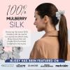 image:imageBlissy Silk Scrunchies 3 Pack  100 Pure Mulberry Silk  22 Momme 6A HighGrade Fibers Scrunchie for Straight amp Curly Hair  Preventing Breakage Tangling amp Creasing Black RegularSilver