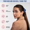 image:imageBlissy Silk Scrunchies 3 Pack  100 Pure Mulberry Silk  22 Momme 6A HighGrade Fibers Scrunchie for Straight amp Curly Hair  Preventing Breakage Tangling amp Creasing Black RegularBlue