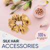image:imageBlissy Silk Scrunchies 3 Pack  100 Pure Mulberry Silk  22 Momme 6A HighGrade Fibers Scrunchie for Straight amp Curly Hair  Preventing Breakage Tangling amp Creasing Black RegularGold