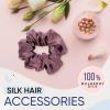 image:imageBlissy Silk Scrunchies 3 Pack  100 Pure Mulberry Silk  22 Momme 6A HighGrade Fibers Scrunchie for Straight amp Curly Hair  Preventing Breakage Tangling amp Creasing Black RegularPlum