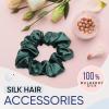 image:imageBlissy Silk Scrunchies 3 Pack  100 Pure Mulberry Silk  22 Momme 6A HighGrade Fibers Scrunchie for Straight amp Curly Hair  Preventing Breakage Tangling amp Creasing Pink RegularEmerald