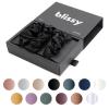 image:imageBlissy Silk Scrunchies 3 Pack  100 Pure Mulberry Silk  22 Momme 6A HighGrade Fibers Scrunchie for Straight amp Curly Hair  Preventing Breakage Tangling amp Creasing Black RegularBlack