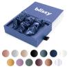image:imageBlissy Silk Scrunchies 3 Pack  100 Pure Mulberry Silk  22 Momme 6A HighGrade Fibers Scrunchie for Straight amp Curly Hair  Preventing Breakage Tangling amp Creasing Black RegularBlue