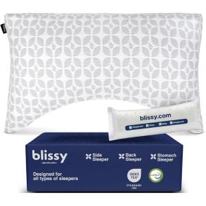 image:imageBLISSY Adjustable Memory Foam Pillow for Sleeping King Size  Cooling Gel Pillows for Side Sleepers with Shredded Foam for Customizable Loft  CertiPURUS amp OekoTEXCrescent King
