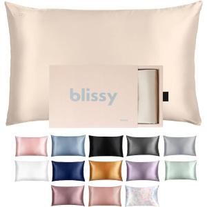 image:imageBlissy Silk Pillowcase  100 Pure Mulberry Silk  22 Momme 6A HighGrade Fibers  Silk Pillow Cover for Hair amp Skin  Regular Queen amp King Blissy White StandardChampagne