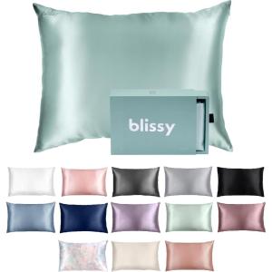 image:imageBlissy Silk Pillowcase  100 Pure Mulberry Silk  22 Momme 6A HighGrade Fibers  Silk Pillow Cover for Hair amp Skin  Regular Queen amp King Blissy White StandardMint