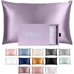 image:imageBlissy Silk Pillowcase  100 Pure Mulberry Silk  22 Momme 6A HighGrade Fibers  Silk Pillow Cover for Hair amp Skin  Regular Queen amp King Blissy White StandardLavender