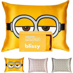 image:imageBlissy Silk Pillowcase  100 Pure Mulberry Silk  22 Momme 6A HighGrade Fibers  Silk Pillow Cover for Hair amp Skin  Regular Queen amp King Blissy White StandardMinion