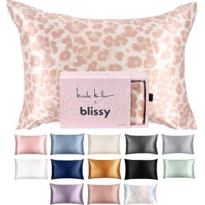 image:imageBlissy Silk Pillowcase  100 Pure Mulberry Silk  22 Momme 6A HighGrade Fibers  Silk Pillow Cover for Hair amp Skin  Regular Queen amp King Blissy White KingNicole Miller  Mauve Cheetah