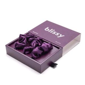 image:imageBlissy Silk Scrunchies 3 Pack  100 Pure Mulberry Silk  22 Momme 6A HighGrade Fibers Scrunchie for Straight amp Curly Hair  Preventing Breakage Tangling amp Creasing Black RegularRoyal Purple