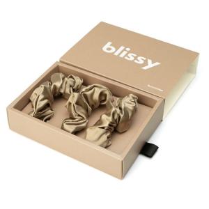 image:imageBlissy Silk Scrunchies 3 Pack  100 Pure Mulberry Silk  22 Momme 6A HighGrade Fibers Scrunchie for Straight amp Curly Hair  Preventing Breakage Tangling amp Creasing Black RegularTaupe