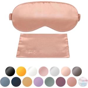 image:imageBlissy Silk Sleep Mask  Eye Sleeping Mask for Women amp Men for Total Blackout  100 Pure Mulberry Silk 22 Momme 6a Fibers  Blindfold Sleep Mask Side Sleeper Eye Cover Non AdjustableRose