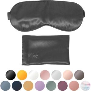 image:imageBlissy Silk Sleep Mask  Eye Sleeping Mask for Women amp Men for Total Blackout  100 Pure Mulberry Silk 22 Momme 6a Fibers  Blindfold Sleep Mask Side Sleeper Eye Cover Non AdjustableGrey