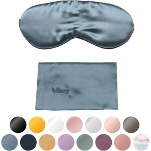 image:imageBlissy Silk Sleep Mask  Eye Sleeping Mask for Women amp Men for Total Blackout  100 Pure Mulberry Silk 22 Momme 6a Fibers  Blindfold Sleep Mask Side Sleeper Eye Cover Non AdjustableAsh Blue