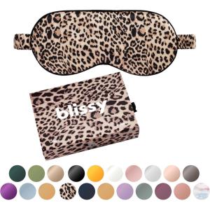 image:imageBlissy Silk Sleep Mask  Eye Sleeping Mask for Women amp Men for Total Blackout  100 Pure Mulberry Silk 22 Momme 6a Fibers  Blindfold Sleep Mask Side Sleeper Eye Cover Non AdjustableLeopard