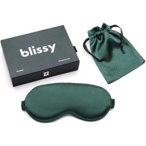 image:imageBlissy Silk Sleep Mask  Eye Sleeping Mask for Women amp Men for Total Blackout  100 Pure Mulberry Silk 22 Momme 6a Fibers  Blindfold Sleep Mask Side Sleeper Eye Cover Non AdjustableEmerald