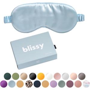 image:imageBlissy Silk Sleep Mask  Eye Sleeping Mask for Women amp Men for Total Blackout  100 Pure Mulberry Silk 22 Momme 6a Fibers  Blindfold Sleep Mask Side Sleeper Eye Cover Non AdjustableSky Blue