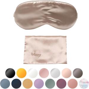 image:imageBlissy Silk Sleep Mask  Eye Sleeping Mask for Women amp Men for Total Blackout  100 Pure Mulberry Silk 22 Momme 6a Fibers  Blindfold Sleep Mask Side Sleeper Eye Cover Non AdjustableChampagne