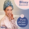 image:imageBLISSY Silk Bonnet For Sleeping For Long And Curly Hair  100 Pure Mulberry Silk 22 Momme 6a Highgrade FibersAsh Blue