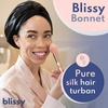 image:imageBLISSY Silk Bonnet For Sleeping For Long And Curly Hair  100 Pure Mulberry Silk 22 Momme 6a Highgrade FibersBlack