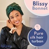 image:imageBLISSY Silk Bonnet For Sleeping For Long And Curly Hair  100 Pure Mulberry Silk 22 Momme 6a Highgrade FibersEmerald