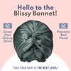 image:imageBLISSY Silk Bonnet For Sleeping For Long And Curly Hair  100 Pure Mulberry Silk 22 Momme 6a Highgrade FibersMatcha