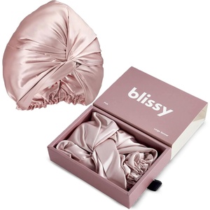 image:imageBLISSY Silk Bonnet For Sleeping For Long And Curly Hair  100 Pure Mulberry Silk 22 Momme 6a Highgrade FibersPink