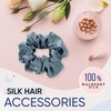image:imageBlissy Silk Scrunchies 3 Pack  100 Pure Mulberry Silk  22 Momme 6A HighGrade Fibers Scrunchie for Straight amp Curly Hair BlackGoldPink RegularAsh Blue