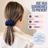 image:imageBlissy Silk Scrunchies 3 Pack  100 Pure Mulberry Silk  22 Momme 6A HighGrade Fibers Scrunchie for Straight amp Curly Hair BlackGoldPink RegularBlue