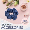image:imageBlissy Silk Scrunchies 3 Pack  100 Pure Mulberry Silk  22 Momme 6A HighGrade Fibers Scrunchie for Straight amp Curly Hair BlackGoldPink RegularBlue
