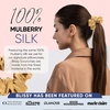 image:imageBlissy Silk Scrunchies 3 Pack  100 Pure Mulberry Silk  22 Momme 6A HighGrade Fibers Scrunchie for Straight amp Curly Hair BlackGoldPink RegularGold
