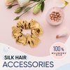 image:imageBlissy Silk Scrunchies 3 Pack  100 Pure Mulberry Silk  22 Momme 6A HighGrade Fibers Scrunchie for Straight amp Curly Hair BlackGoldPink RegularGold