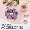 image:imageBlissy Silk Scrunchies 3 Pack  100 Pure Mulberry Silk  22 Momme 6A HighGrade Fibers Scrunchie for Straight amp Curly Hair BlackGoldPink RegularLavender