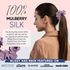 image:imageBlissy Silk Scrunchies 3 Pack  100 Pure Mulberry Silk  22 Momme 6A HighGrade Fibers Scrunchie for Straight amp Curly Hair BlackGoldPink RegularLavender