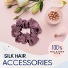 image:imageBlissy Silk Scrunchies 3 Pack  100 Pure Mulberry Silk  22 Momme 6A HighGrade Fibers Scrunchie for Straight amp Curly Hair BlackGoldPink RegularPlum