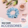 image:imageBlissy Silk Scrunchies 3 Pack  100 Pure Mulberry Silk  22 Momme 6A HighGrade Fibers Scrunchie for Straight amp Curly Hair BlackGoldPink RegularSky Blue