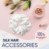 image:imageBlissy Silk Scrunchies 3 Pack  100 Pure Mulberry Silk  22 Momme 6A HighGrade Fibers Scrunchie for Straight amp Curly Hair BlackGoldPink RegularWhite
