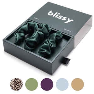 image:imageBlissy Silk Scrunchies 3 Pack  100 Pure Mulberry Silk  22 Momme 6A HighGrade Fibers Scrunchie for Straight amp Curly Hair BlackGoldPink RegularEmerald