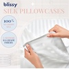 image:imageBlissy Silk Pillowcase  100 Pure Mulberry Silk  22 Momme 6A HighGrade Fibers  Silk Pillow Cover for Hair amp Skin  Regular Queen amp King Emerald StandardWhite Striped