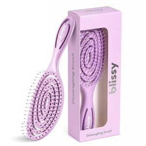 image:imageBlissy Detangling Brush for Curly Thick amp Natural Hair  Flexible Silicone Bristle Hair Brush for Women Wet amp Dry UseLavender