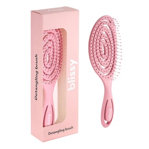 image:imageBlissy Detangling Brush for Curly Thick amp Natural Hair  Flexible Silicone Bristle Hair Brush for Women Wet amp Dry UsePink