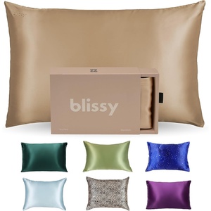 image:imageBlissy Silk Pillowcase  100 Pure Mulberry Silk  22 Momme 6A HighGrade Fibers  Silk Pillow Cover for Hair amp Skin  Regular Queen amp King Emerald StandardTaupe