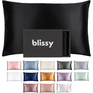 image:imageBlissy Silk Pillowcase  100 Pure Mulberry Silk  22 Momme 6A HighGrade Fibers  Silk Pillow Cover for Hair amp Skin  Regular Queen amp King Emerald StandardBlack