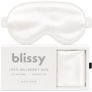 image:imageBlissy Silk Sleep Mask  Eye Sleeping Mask for Women amp Men for Total Blackout  100 Pure Mulberry Silk 22 Momme 6a Fibers  Blindfold Sleep Mask Side Sleeper Eye Cover WhiteWhite