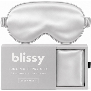 image:imageBlissy Silk Sleep Mask  Eye Sleeping Mask for Women amp Men for Total Blackout  100 Pure Mulberry Silk 22 Momme 6a Fibers  Blindfold Sleep Mask Side Sleeper Eye Cover WhiteSilver